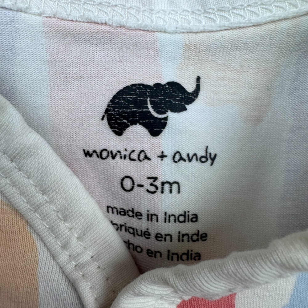 Monica + Andy Footed One Piece Baby 0-3M Organic Cotton Colorful Long Sleeve - Picture 2 of 6